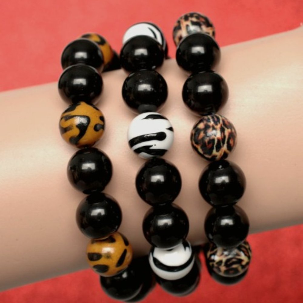 Set of 3 Animal Print stretch bracelets